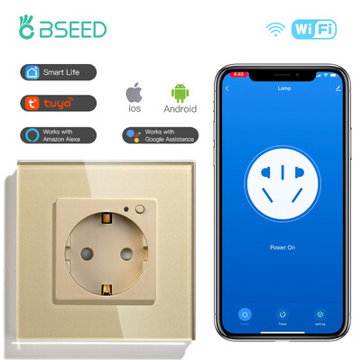 BSEED Zidna utičnica Wifi EU Standard 86*86mm Smart Power Monitor Utičnice WIFI utičnica Google Alexa APP Control