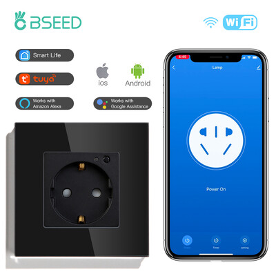 BSEED Zidna utičnica Wifi EU Standard 86*86mm Smart Power Monitor Utičnice WIFI utičnica Google Alexa APP Control