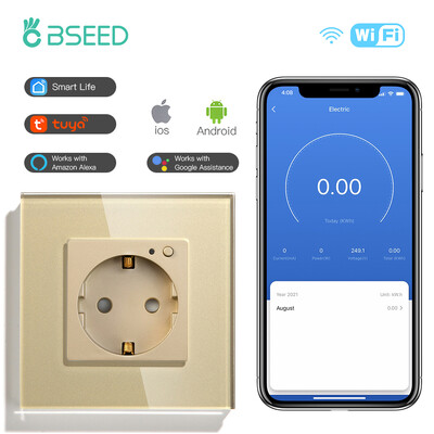 BSEED Zidna utičnica Wifi EU Standard 86*86mm Smart Power Monitor Utičnice WIFI utičnica Google Alexa APP Control