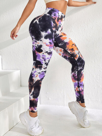 Modne, seksi sportske tajice s visokim strukom Tie Dye Push Up Leggi Ženske hlače za trčanje Booty Lifting Leggings
