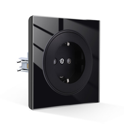 Bingoelec EU standard 16A zidna utičnica od kaljenog kristalnog stakla s USB-om crna dvostruka utičnica 110-250 V kućni ured