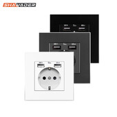 Shawader 86*86 Zidna USB Type-C utičnica Plastična ploča Ugrađena spavaća soba Dvostruka EU električna utičnica AC 110V-250V/16A