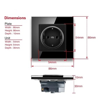 Shawader 86*86 τοίχου USB Type-C Πρίζα τροφοδοσίας Πλαστικό πάνελ Υπνοδωμάτιο Ενσωματωμένη διπλή πρίζα EU Electrical Plug AC 110V-250V/16A