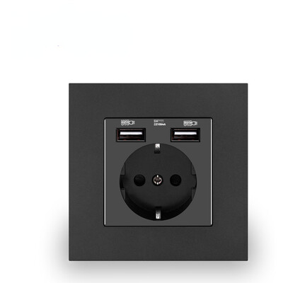 Shawader 86*86 Zidna USB Type-C utičnica Plastična ploča Ugrađena spavaća soba Dvostruka EU električna utičnica AC 110V-250V/16A
