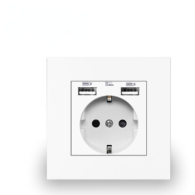 Shawader 86*86 Zidna USB Type-C utičnica Plastična ploča Ugrađena spavaća soba Dvostruka EU električna utičnica AC 110V-250V/16A