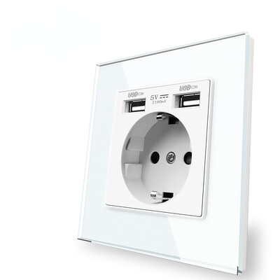 Shawader 86*86 Zidna USB Type-C utičnica Plastična ploča Ugrađena spavaća soba Dvostruka EU električna utičnica AC 110V-250V/16A