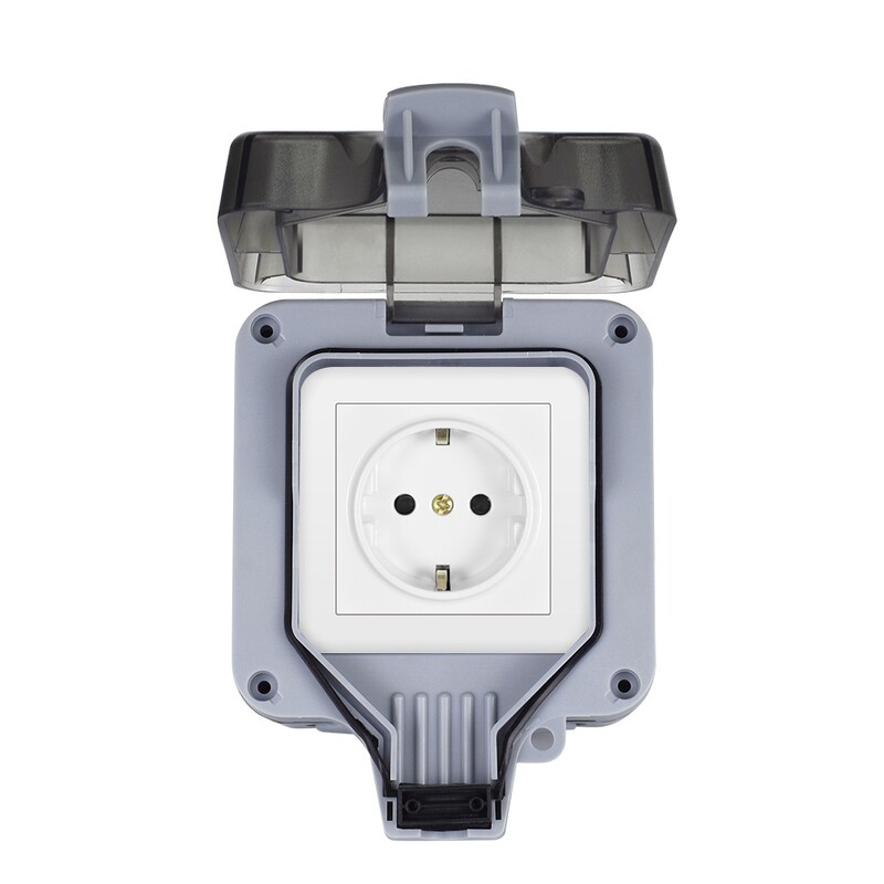 VISWE Vodootporni vanjski utikač Otporan na kišu IP66 kutija 86*86mm EU Električne utičnice Vrt i dvorište