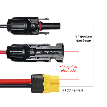 12AWG Connector Wire XT60 θηλυκός προσαρμογέας σε σύνδεση ηλιακού πάνελ Καλώδιο φόρτισης για φορητό σταθμό παραγωγής ηλεκτρικής ενέργειας Ηλιακή γεννήτρια