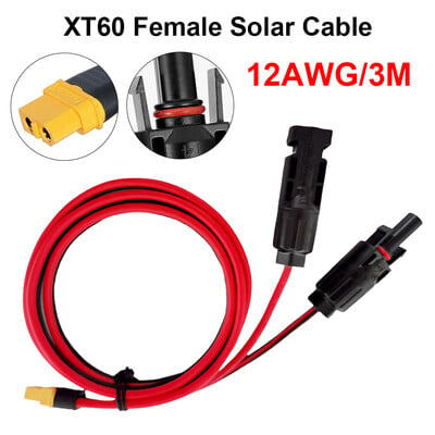 Sârmă conector 12AWG Adaptor mamă XT60 la cablul de încărcare conexiune la panoul solar pentru generator solar de stație portabilă