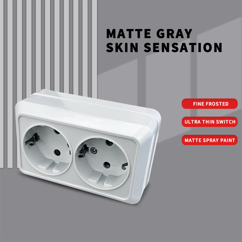 WESA Bijela zidna površina 2 utičnice Utikači Vanjske električne utičnice EU s uzemljenjem Utičnica Plastična boja koja usporava plamen