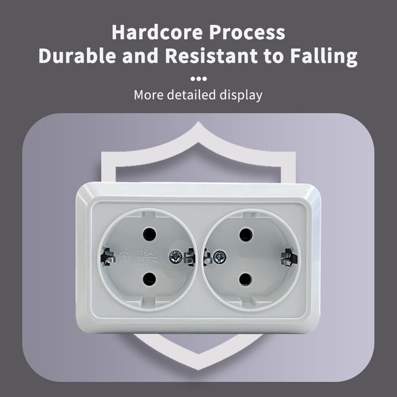WESA Bijela zidna površina 2 utičnice Utikači Vanjske električne utičnice EU s uzemljenjem Utičnica Plastična boja koja usporava plamen