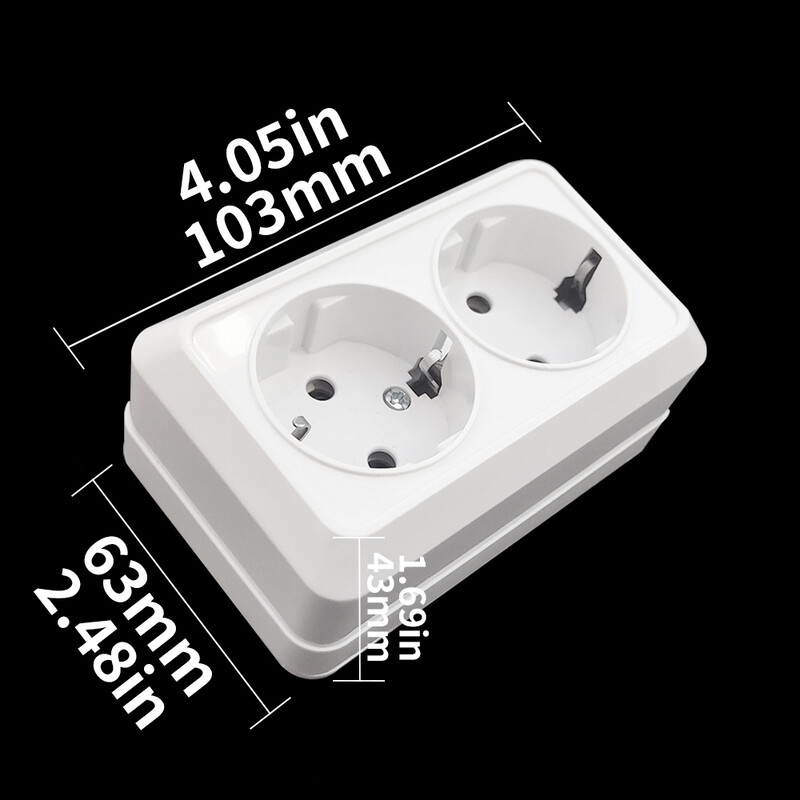 WESA Bijela zidna površina 2 utičnice Utikači Vanjske električne utičnice EU s uzemljenjem Utičnica Plastična boja koja usporava plamen