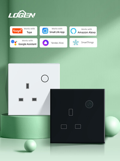 Logen WiFi JK Smart Socket laiko grafikas Plastikinis energijos stebėjimo lizdas Neutralus laidas 13A Tuya Smart Life Alexa Control 220V