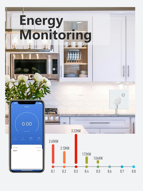 Logen WiFi Marea Britanie Priză inteligentă Program de sincronizare Priză de monitorizare a energiei din plastic Fir neutru 13A Tuya Smart Life Control Alexa 220V
