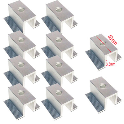 10 db Napelemes középső bilincs minden keretmagassághoz Méretek Alumínium fotovoltaikus konzol napelemes tartozékok Korrózióálló