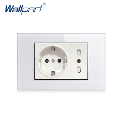 Olasz Chile EU Német aljzat Wallpad Luxus edzett üveg panel elektromos fali konnektor elektromos 16A AC 110-250V