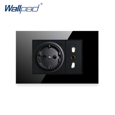 Olasz Chile EU Német aljzat Wallpad Luxus edzett üveg panel elektromos fali konnektor elektromos 16A AC 110-250V