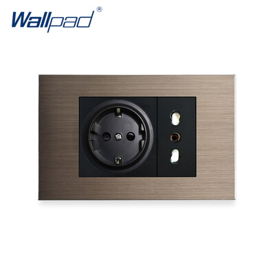 Olasz Chile EU Német aljzat Wallpad Luxus edzett üveg panel elektromos fali konnektor elektromos 16A AC 110-250V
