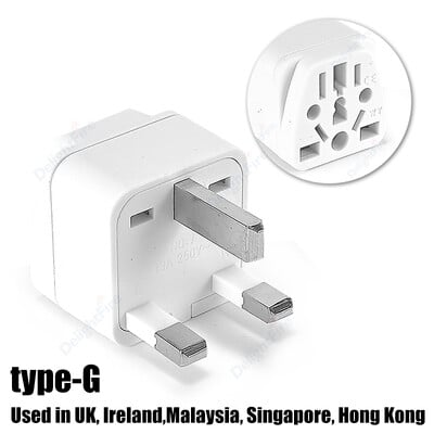 10A JK kištuko adapteris, tipas G Euro Europos ES – JK universalus kelioninis adapteris AU JAV Amerikos–Britanijos SG MY maitinimo lizdo įkroviklis