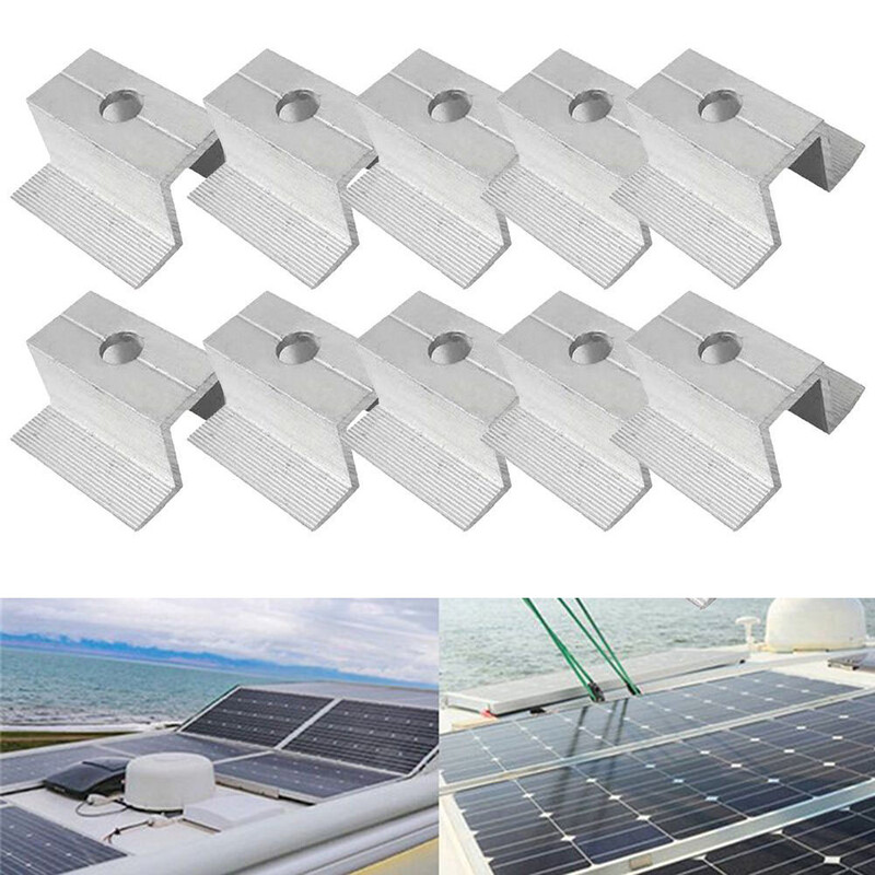 10kom/set Solarna srednja stezaljka PV odgovara za okvir solarnog panela od aluminijske legure Visina okvira 25-50 mm za većinu modula okvira Dodatna oprema