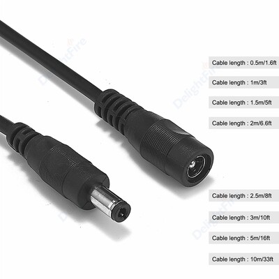 5,5 mm-es 2,1 mm-es egyenáramú hosszabbítókábel 22-es vezeték 1/2/3/5/10 m-es dugasz-aljzat tápkábel CCTV biztonsági kamerákhoz LED-szalagos lámpák