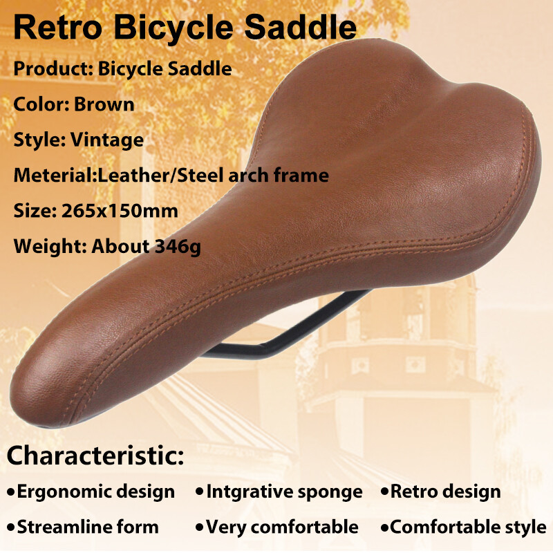 HEPPE MTB sjedalo za cestovni bicikl Vintage sjedalo za bicikl Klasično biciklističko sjedalo Retro jastuk Smeđa PU kožna sjedala za bicikl Dijelovi bicikla