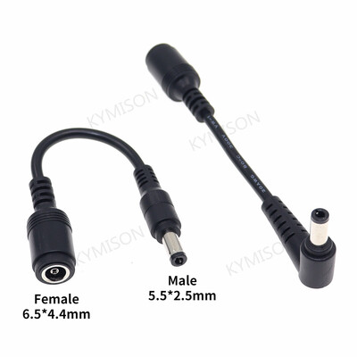 DC jack jack 6,5*4,4 / 6,0*4,4 aljzattól 5,5*2,5 mm-es apa kék egyenáramú töltőadapter 90/180 fokos laptop notebookhoz