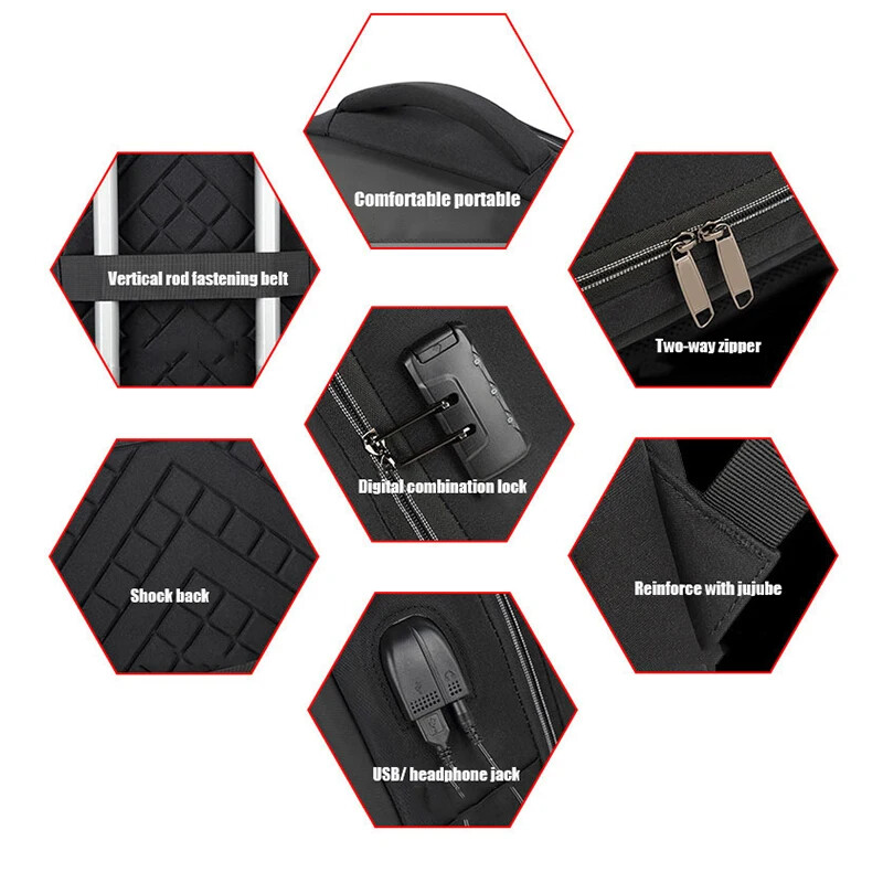 Rucsac multifuncțional pentru laptop, cu capacitate mare, de 17,3 inchi, pentru bărbați.