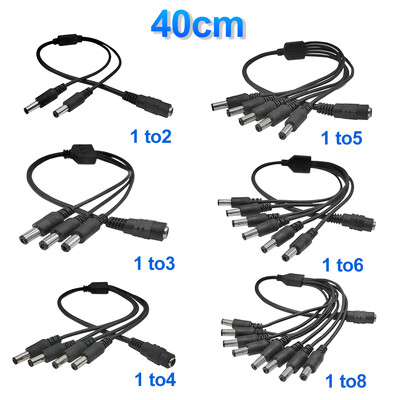 5,5* 2,1 mm-es 1–2/3/4/5/6/8 irányú egyenáramú tápelosztó kábel 5 V 12 V tápadapter csatlakozókábel LED szalaglámpákhoz CCTV kamera