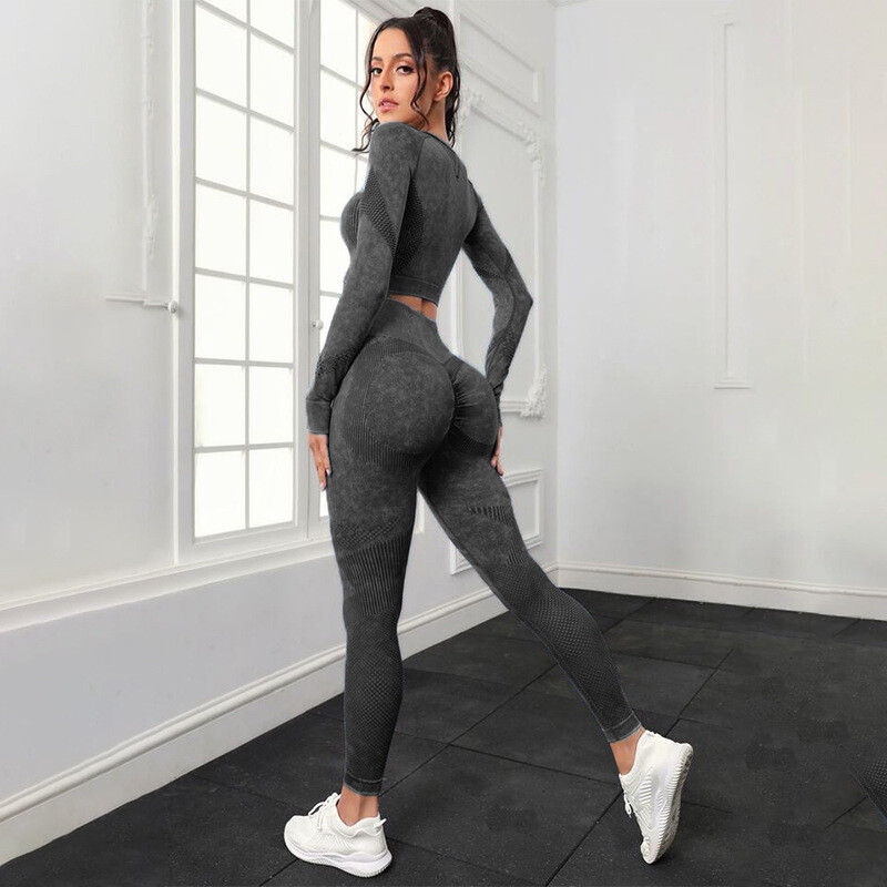 Mileegirl 2kom setovi za jogu za žene, komplet sportskih hlača bez šavova, tajice visokog struka Kompleti za fitness u teretani Leggings Odijela za vježbanje