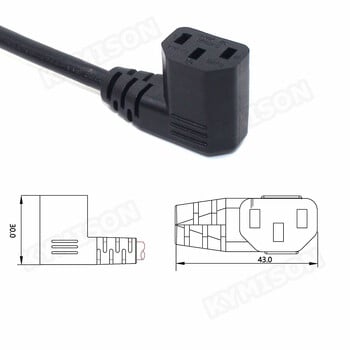 Κορδόνι επέκτασης IEC320 C14 έως C13, C14 με τρύπες για βίδες και C13 γωνιακό 30 cm / 60 cm μήκος, H05VV-F 3G 0,75 mm