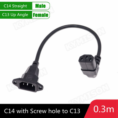 IEC320 C14 do C13 produžni kabel, C14 s rupama za vijke i C13 kutni 30 cm / 60 cm duljine, H05VV-F 3G 0,75 MM