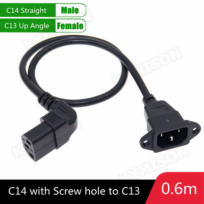 IEC320 C14 do C13 produžni kabel, C14 s rupama za vijke i C13 kutni 30 cm / 60 cm duljine, H05VV-F 3G 0,75 MM