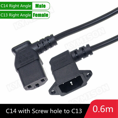 IEC320 C14 do C13 produžni kabel, C14 s rupama za vijke i C13 kutni 30 cm / 60 cm duljine, H05VV-F 3G 0,75 MM