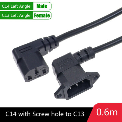 IEC320 C14 do C13 produžni kabel, C14 s rupama za vijke i C13 kutni 30 cm / 60 cm duljine, H05VV-F 3G 0,75 MM