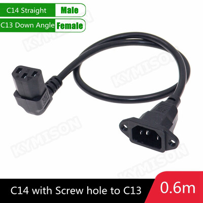 IEC320 C14 do C13 produžni kabel, C14 s rupama za vijke i C13 kutni 30 cm / 60 cm duljine, H05VV-F 3G 0,75 MM