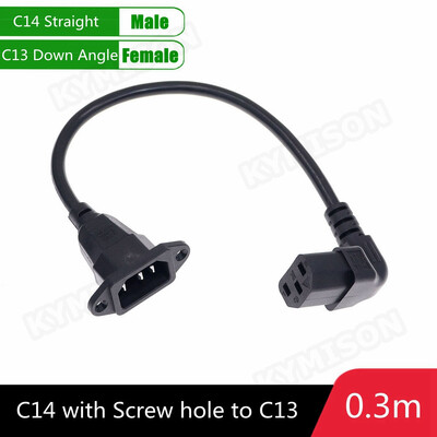 IEC320 C14 do C13 produžni kabel, C14 s rupama za vijke i C13 kutni 30 cm / 60 cm duljine, H05VV-F 3G 0,75 MM