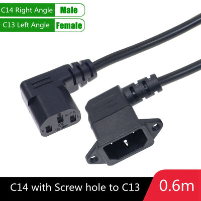 IEC320 C14 do C13 produžni kabel, C14 s rupama za vijke i C13 kutni 30 cm / 60 cm duljine, H05VV-F 3G 0,75 MM