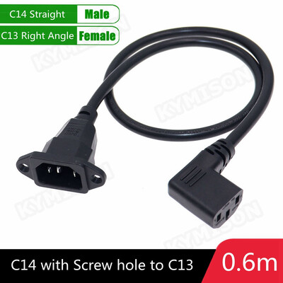 IEC320 C14 do C13 produžni kabel, C14 s rupama za vijke i C13 kutni 30 cm / 60 cm duljine, H05VV-F 3G 0,75 MM