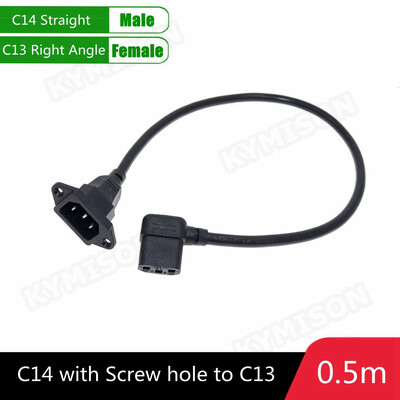 IEC320 C14 do C13 produžni kabel, C14 s rupama za vijke i C13 kutni 30 cm / 60 cm duljine, H05VV-F 3G 0,75 MM