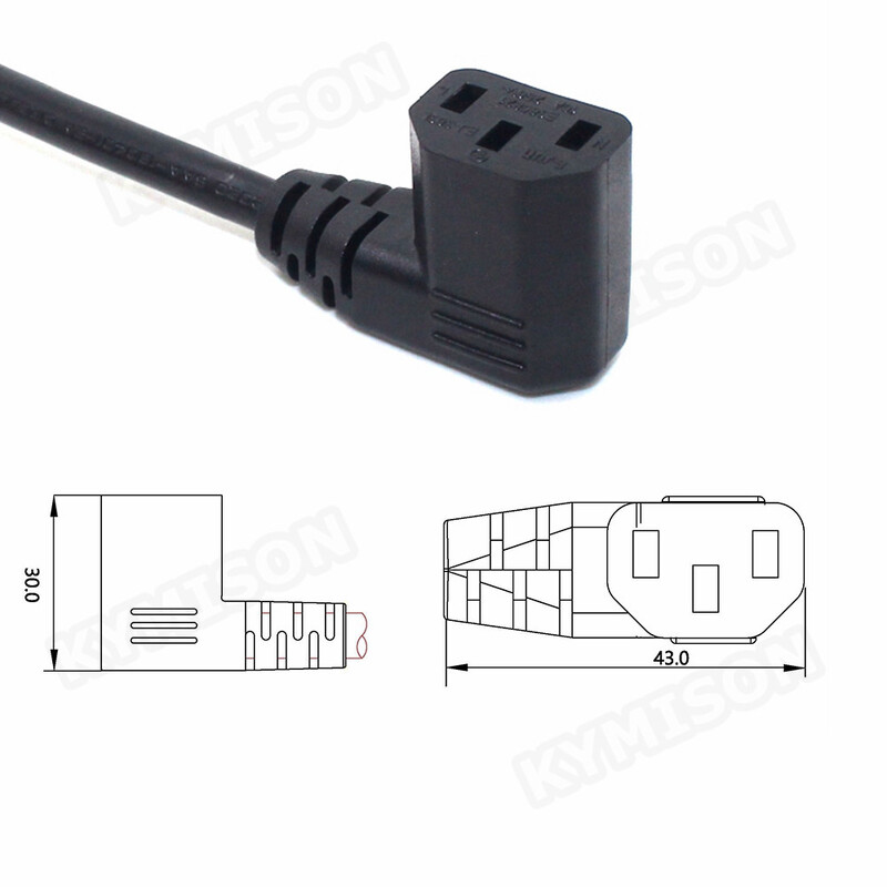 IEC320 C14 do C13 produžni kabel, C14 s rupama za vijke i C13 kutni 30 cm / 60 cm duljine, H05VV-F 3G 0,75 MM