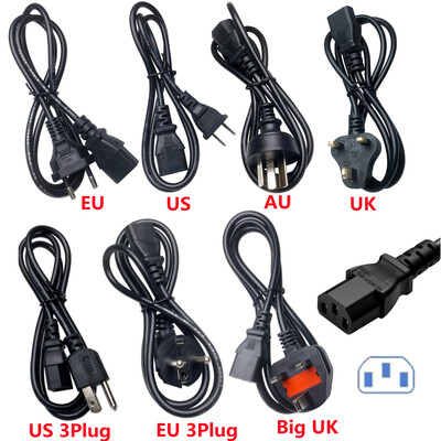 3 PIN-es tápkábel csatlakozó EU US UK AU IEC C13 tápadapter kábelcsatlakozó Dell asztali PC monitorhoz HP Epson nyomtató LG TV projektor