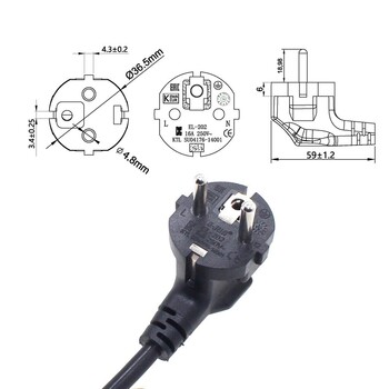 Καλώδια τροφοδοσίας CEE7/7 σε IEC C13, 10A/16A, 250V, Καλώδιο H05VV-F 0,75mm, κοντό καλώδιο τροφοδοσίας Schuko σε C13, 1ft/30cm