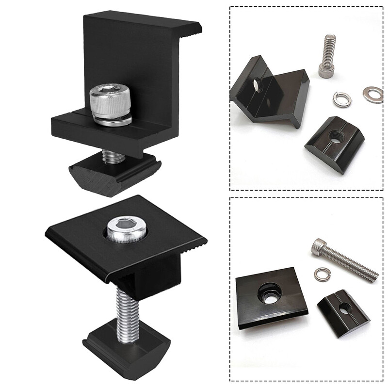 Električni pribor Krajnja stezaljka Srednja stezaljka Stalak za solarne ploče Solarni izvori napajanja 30 mm 35 mm Podesivi crni