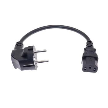 Ευρωπαϊκό 2 pin αρσενικό σε IEC 3 pin Female, Schuko σε IEC C13 Γωνιακό 90 μοιρών καλώδιο τροφοδοσίας AC Καλώδιο προέκτασης προσαρμογέα ΕΕ