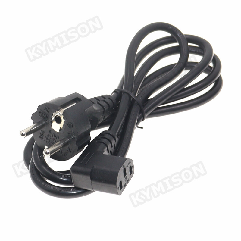 Cabluri de alimentare drepte europene CEE7/7 Schuko la IEC C13, cablu H05VV-F de 0,75 mm, cablu de alimentare Schuko UE la C13 cu unghi de 90 de grade, 150 cm
