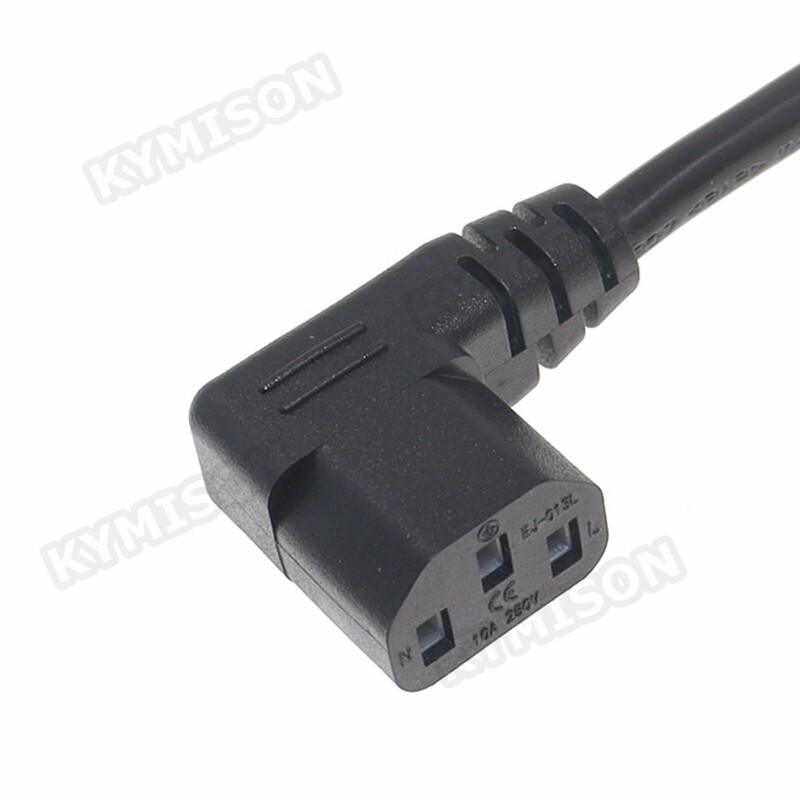 Cabluri de alimentare drepte europene CEE7/7 Schuko la IEC C13, cablu H05VV-F de 0,75 mm, cablu de alimentare Schuko UE la C13 cu unghi de 90 de grade, 150 cm