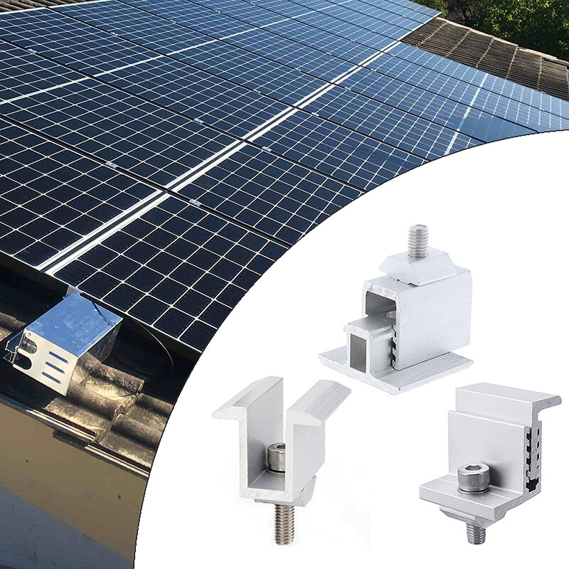 3/5 buc. Suport de montare panou solar din aliaj de aluminiu Suport fotovoltaic Kit de clemă la mijlocul capătului reglabil pentru 35mm-50mm încadrat