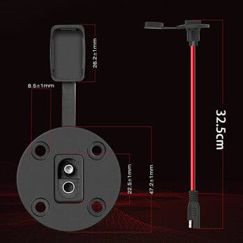 12 AWG Ανθεκτικό στις καιρικές συνθήκες SAE Quick Connect Solar Panel Flush Mount Connector Καλώδιο βύσματος με 2 αντάπτορα SAE για ηλιακή γεννήτρια