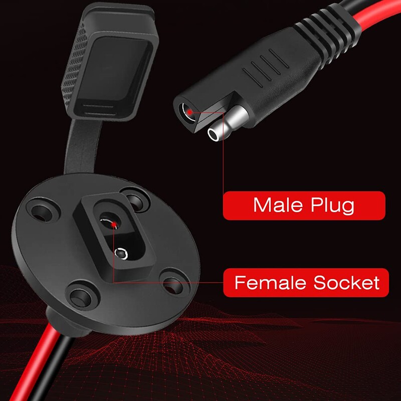 12 AWG ilmastikukindel SAE kiirühendusega päikesepaneeli süvistatav pistiku pistikukaabel koos 2 SAE-adapteriga päikesegeneraatori jaoks